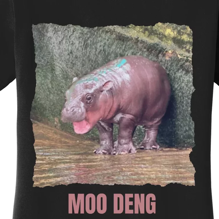 Baby Pygmy Hippo Moo Deng Funny Women's T-Shirt