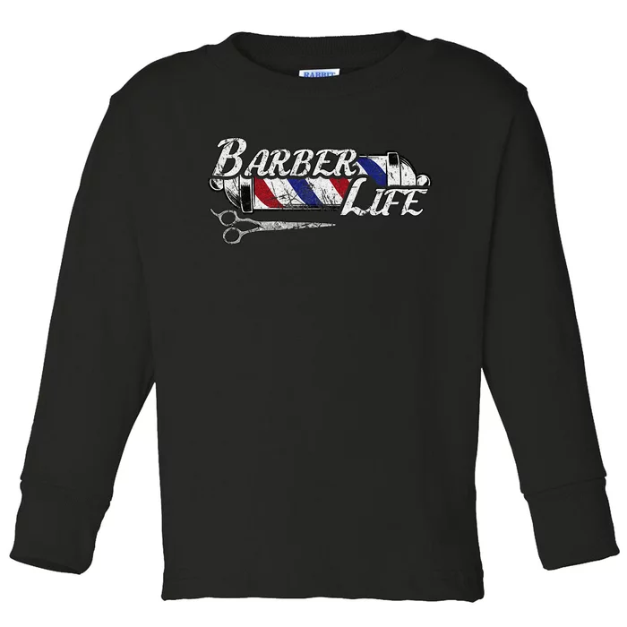 Barbers Pole Hair Hairstylist Christmas Gift Toddler Long Sleeve Shirt