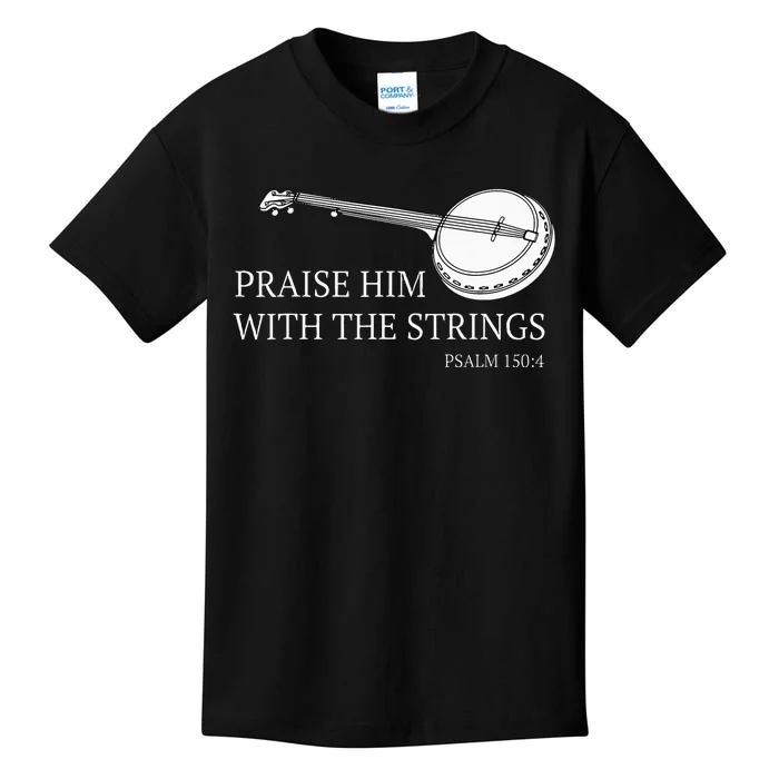 Banjo Praise Him With The Strings Bluegrass Guitar Kids T-Shirt