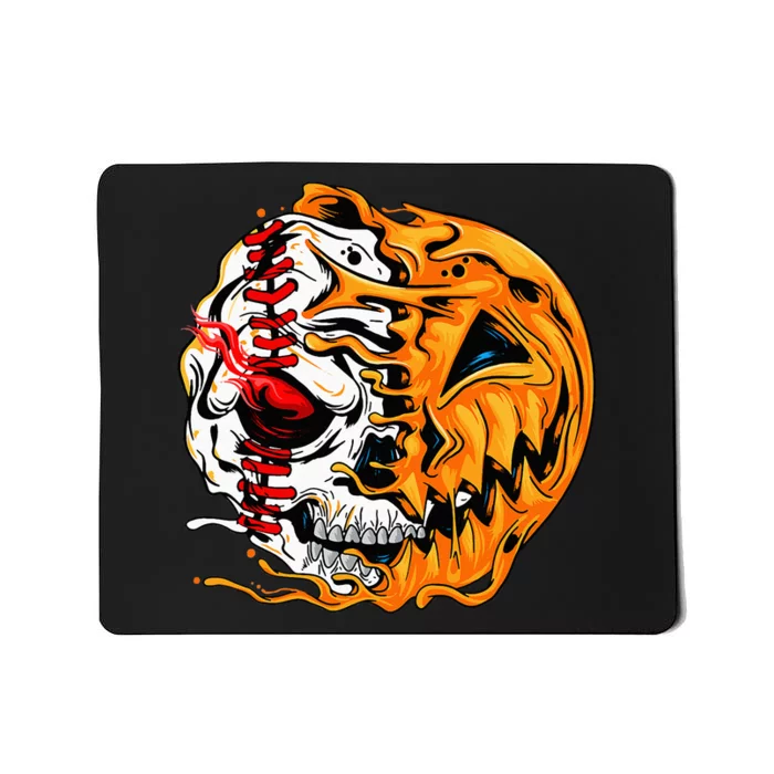 Baseball Player Halloween Pumpkin Skeleton Skull Mousepad