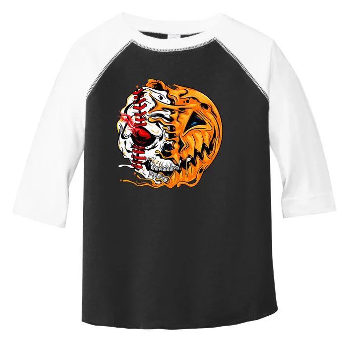 Baseball Player Halloween Pumpkin Skeleton Skull Toddler Fine Jersey T-Shirt