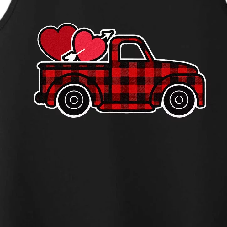 Buffalo Plaid Heart Valentine's Day Buffalo Truck Cute Performance Tank