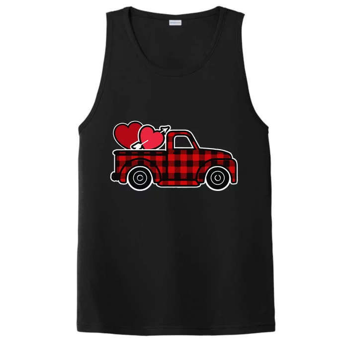 Buffalo Plaid Heart Valentine's Day Buffalo Truck Cute Performance Tank