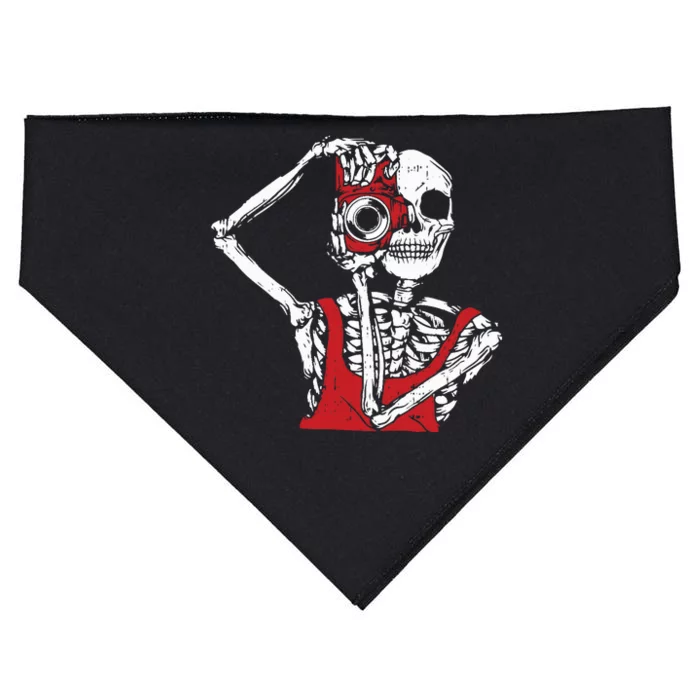 Bone Photographer Halloween Costume Skeleton Lover USA-Made Doggie Bandana