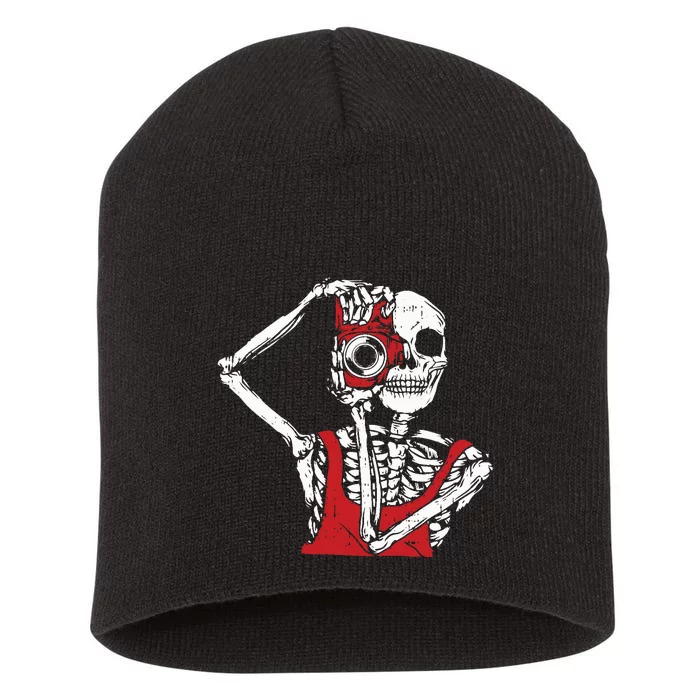 Bone Photographer Halloween Costume Skeleton Lover Short Acrylic Beanie