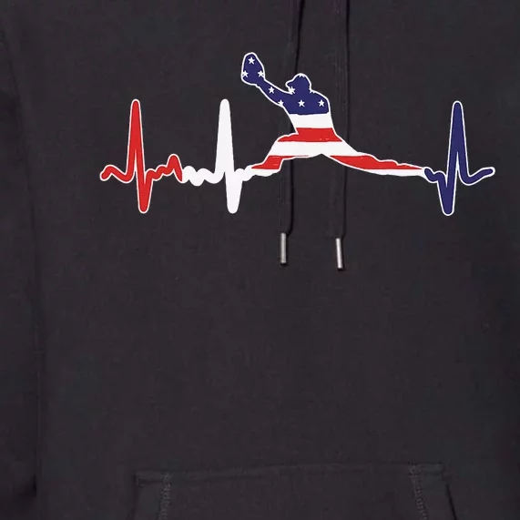 Baseball Player Heartbeat Baseball First Baseman Flag Premium Hoodie