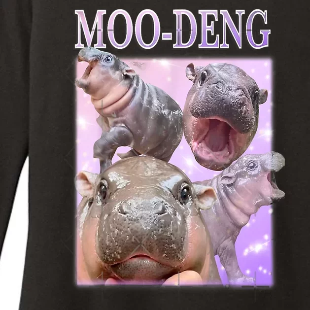 Baby Pigmy Hippo Moodeng Funny Moodeng The Famous Gift Womens CVC Long Sleeve Shirt