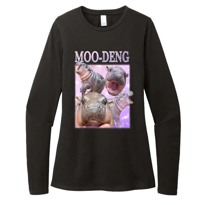 Baby Pigmy Hippo Moodeng Funny Moodeng The Famous Gift Womens CVC Long Sleeve Shirt