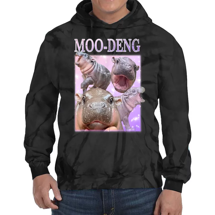 Baby Pigmy Hippo Moodeng Funny Moodeng The Famous Gift Tie Dye Hoodie