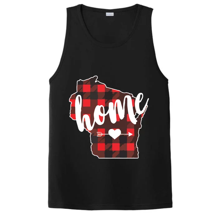 Buffalo Plaid Heart Minnesota Home State Lumberjack VNeck Performance Tank