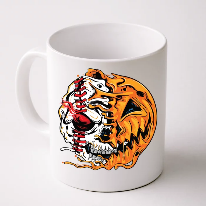 Baseball Player Halloween Pumpkin Skeleton Skull Teens Front & Back Coffee Mug