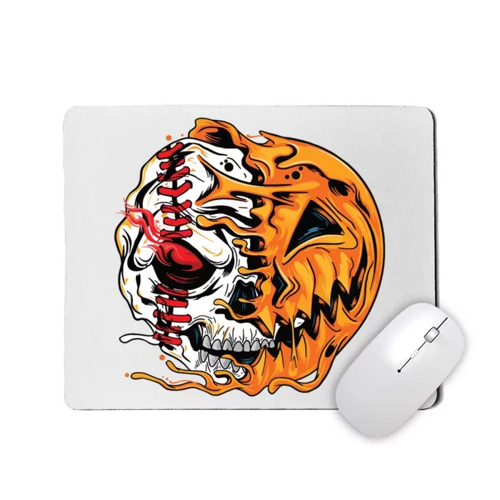 Baseball Player Halloween Pumpkin Skeleton Skull Teens Mousepad