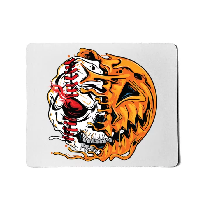 Baseball Player Halloween Pumpkin Skeleton Skull Teens Mousepad