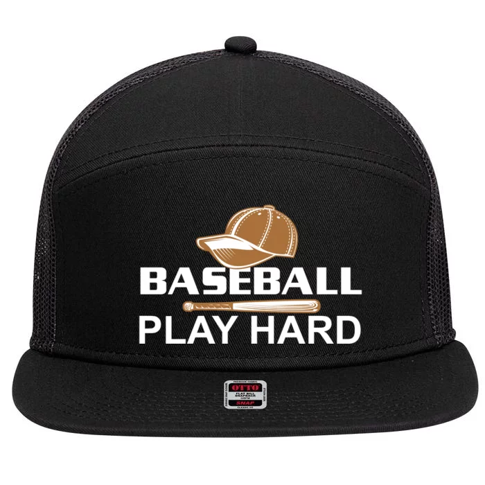 Baseball Play Hard 7 Panel Mesh Trucker Snapback Hat