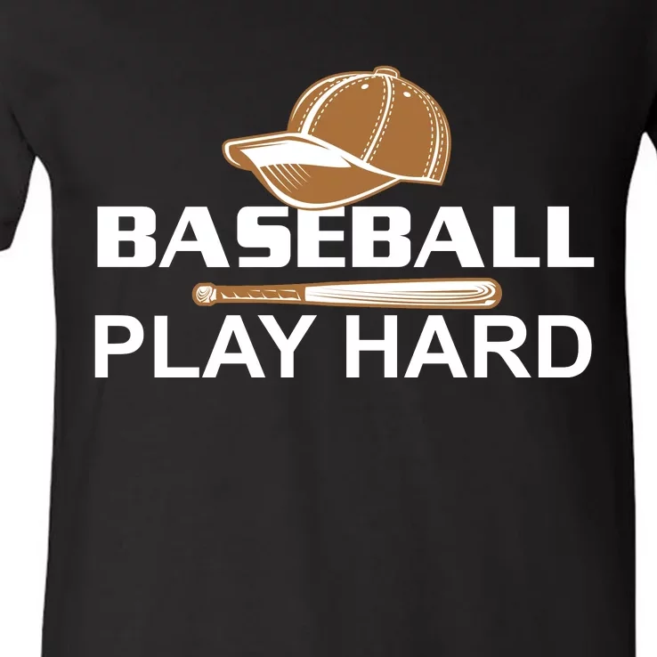 Baseball Play Hard V-Neck T-Shirt