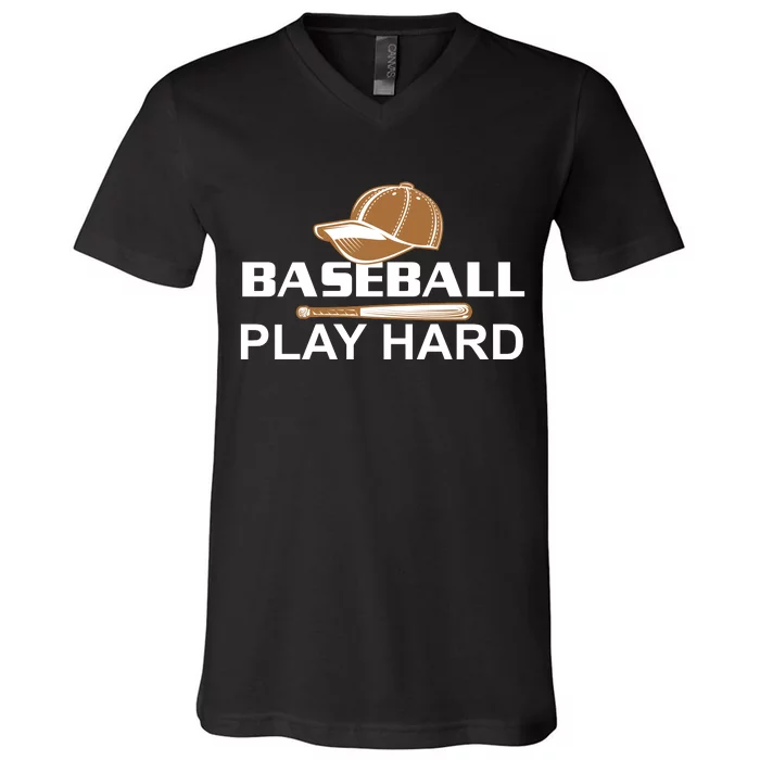 Baseball Play Hard V-Neck T-Shirt