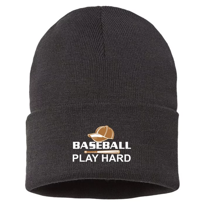 Baseball Play Hard Sustainable Knit Beanie