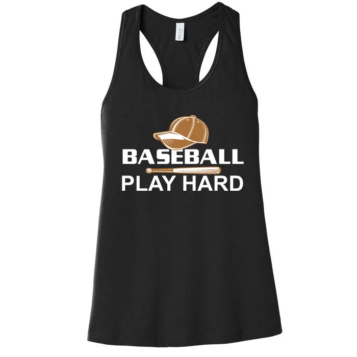 Baseball Play Hard Women's Racerback Tank