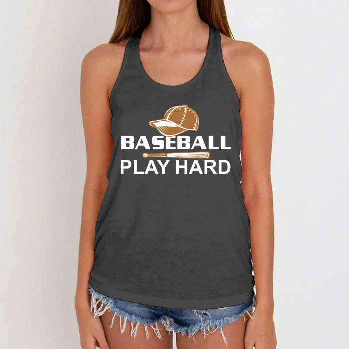 Baseball Play Hard Women's Knotted Racerback Tank