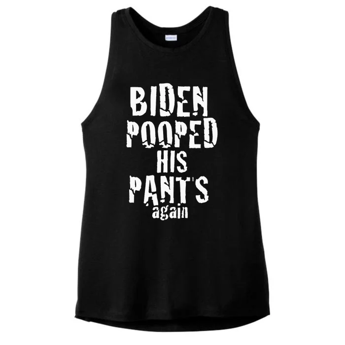 Biden Pooped His Pants Again Anti President Joe Statement Ladies Tri-Blend Wicking Tank