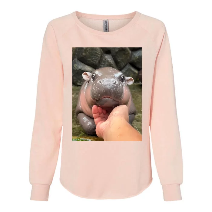 Baby Pygmy Hippo Moo Deng Womens California Wash Sweatshirt