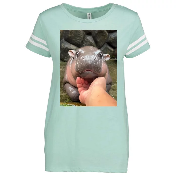 Baby Pygmy Hippo Moo Deng Enza Ladies Jersey Football T-Shirt