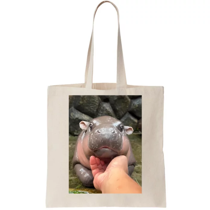 Baby Pygmy Hippo Moo Deng Tote Bag