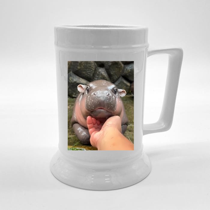 Baby Pygmy Hippo Moo Deng Front & Back Beer Stein