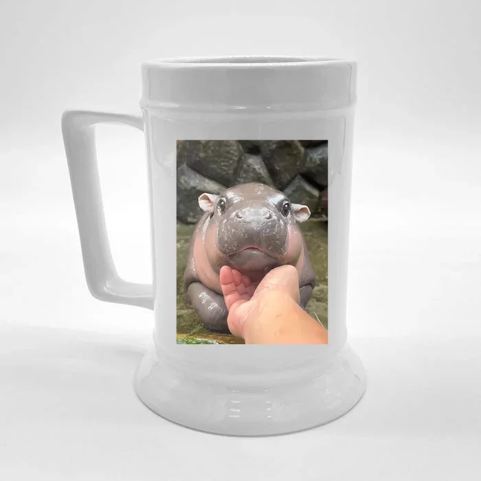 Baby Pygmy Hippo Moo Deng Front & Back Beer Stein