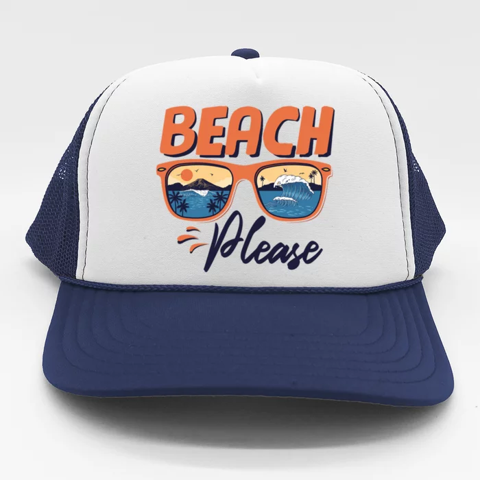 Beach Please Hello Summer Vibes Beach Vacay Summertime Gift Trucker Hat