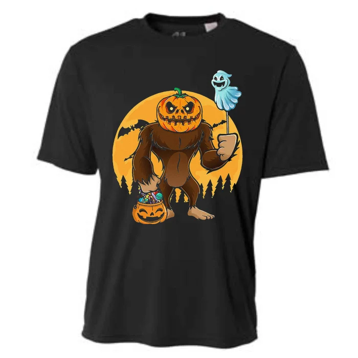 Bigfoot Pumpkin Halloween Costume Bigfoot And Moon Cooling Performance Crew T-Shirt