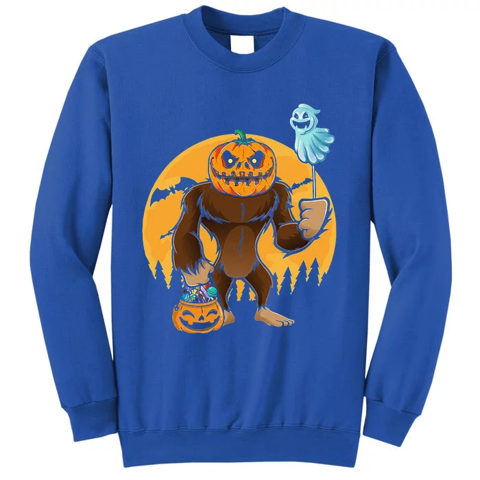 Bigfoot Pumpkin Halloween Costume Bigfoot And Moon Tall Sweatshirt