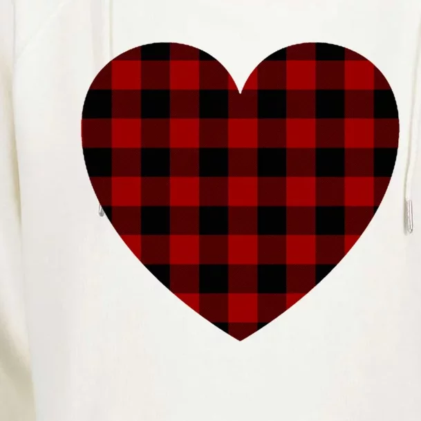 Buffalo Plaid Heargift Meaningful Gift Valentines Day Heart Gift Womens Funnel Neck Pullover Hood