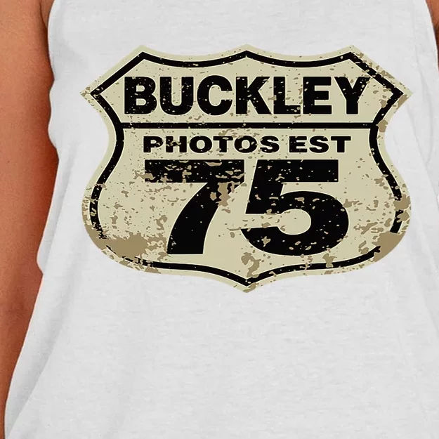 Buckley Photos Highway Sign Women's Knotted Racerback Tank