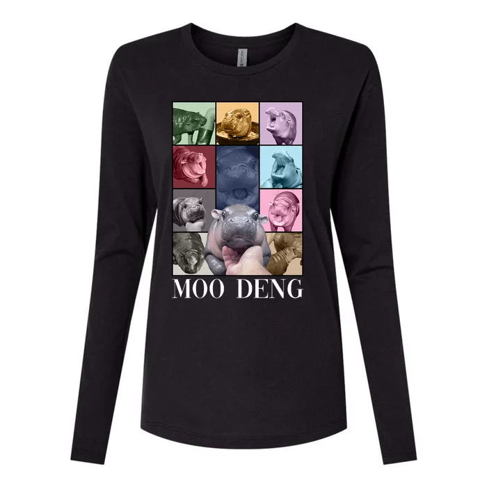 Baby Pygmy Hippo Moo Deng Era Womens Cotton Relaxed Long Sleeve T-Shirt