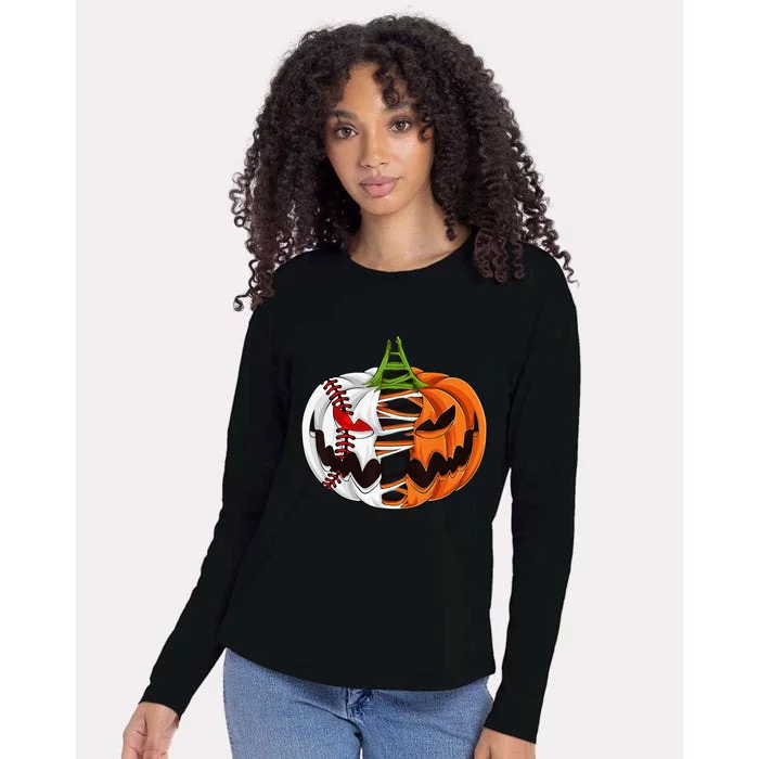 Baseball Player Halloween Pumpkin Costume Baseball Pitcher Womens Cotton Relaxed Long Sleeve T-Shirt