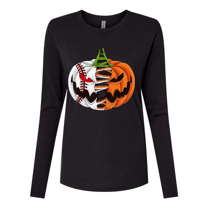 Baseball Player Halloween Pumpkin Costume Baseball Pitcher Womens Cotton Relaxed Long Sleeve T-Shirt