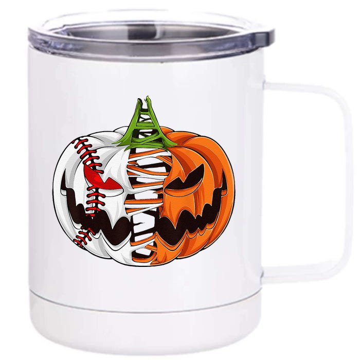 Baseball Player Halloween Pumpkin Costume Baseball Pitcher Front & Back 12oz Stainless Steel Tumbler Cup