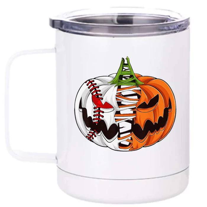 Baseball Player Halloween Pumpkin Costume Baseball Pitcher Front & Back 12oz Stainless Steel Tumbler Cup