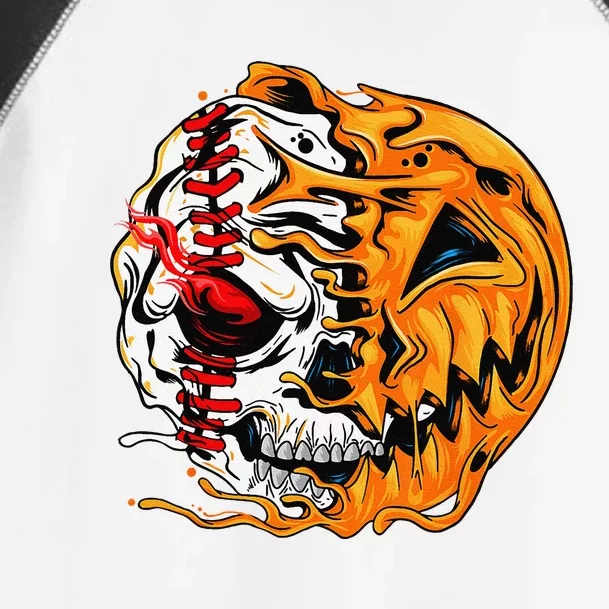 Baseball Player Halloween Pumpkin Skeleton Skullns Toddler Fine Jersey T-Shirt