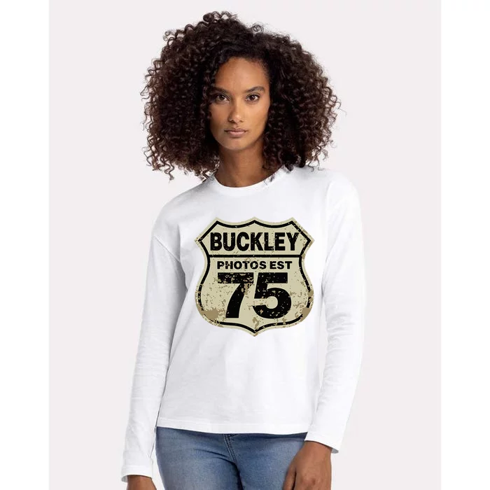 Buckley Photos Highway Sign Womens Cotton Relaxed Long Sleeve T-Shirt