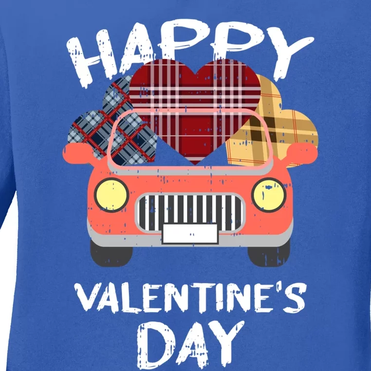 Buffalo Plaid Heart Valentines Day Funny Gift For Her Funny Gift Ladies Long Sleeve Shirt