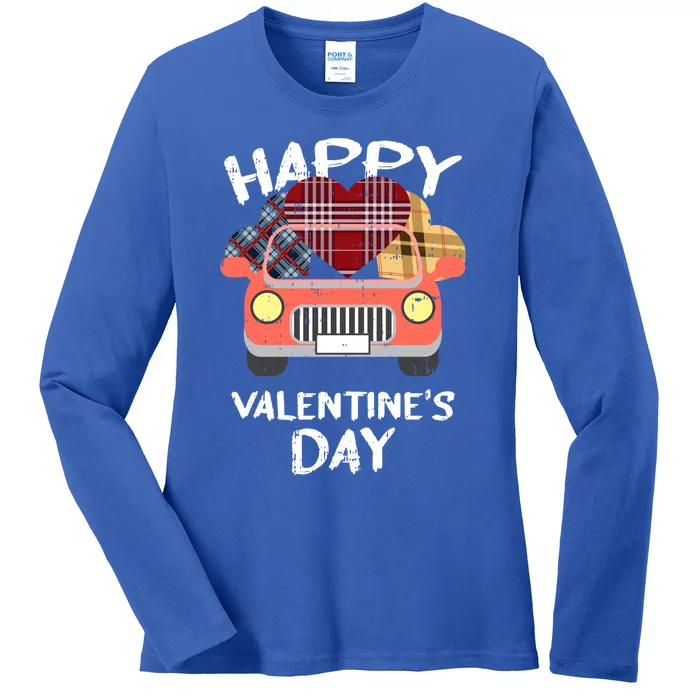 Buffalo Plaid Heart Valentines Day Funny Gift For Her Funny Gift Ladies Long Sleeve Shirt