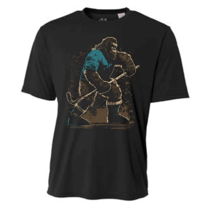 Bigfoot Playing Hockey Cooling Performance Crew T-Shirt