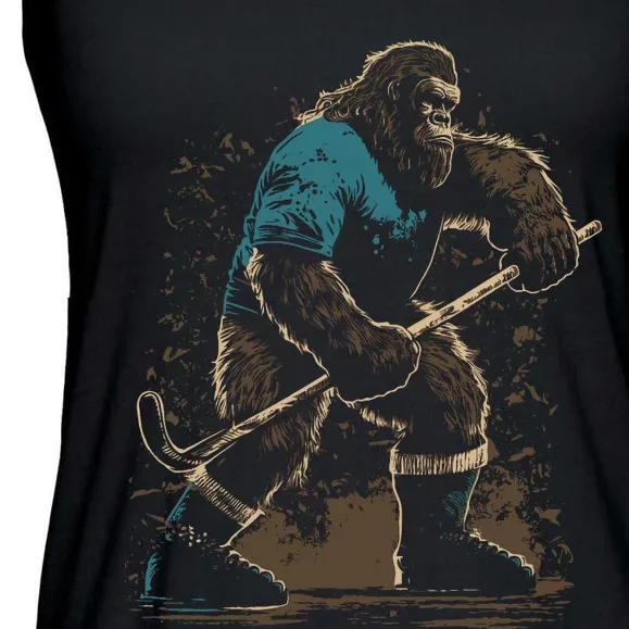 Bigfoot Playing Hockey Ladies Essential Flowy Tank