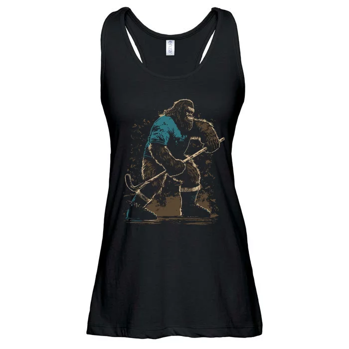 Bigfoot Playing Hockey Ladies Essential Flowy Tank