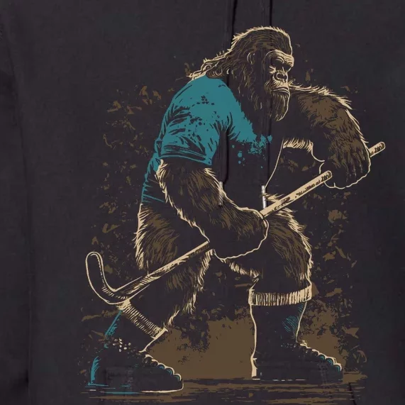 Bigfoot Playing Hockey Premium Hoodie