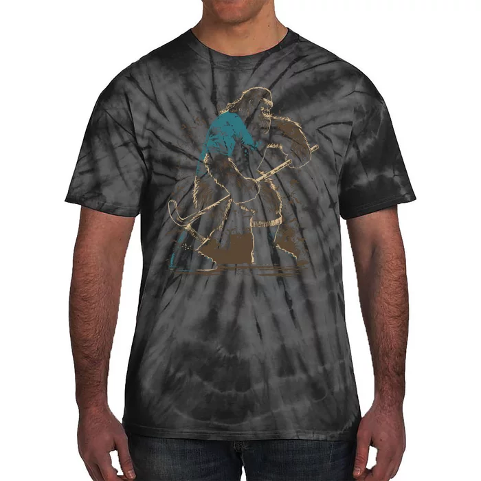 Bigfoot Playing Hockey Tie-Dye T-Shirt