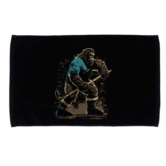 Bigfoot Playing Hockey Microfiber Hand Towel