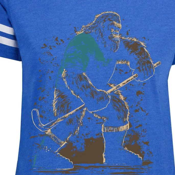 Bigfoot Playing Hockey Enza Ladies Jersey Football T-Shirt